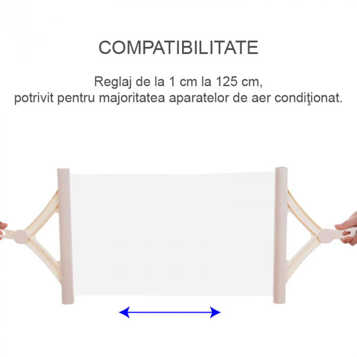 Deflector Extensibil Pentru Aer Conditionat Premium SUPER TRENDS®, Reglare Flux de Aer, Lungime Reglabila Intre 1-125 cm, Alb [2]