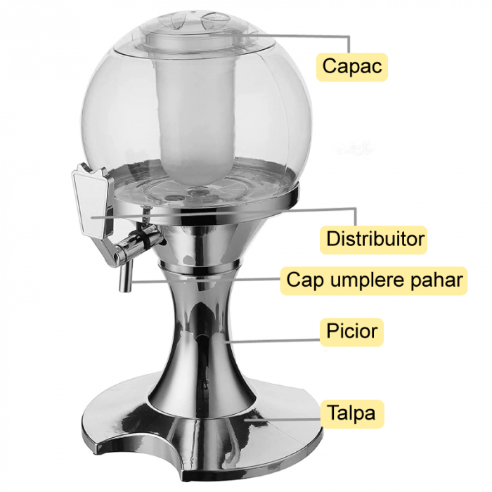 Dozator Bere Premium SUPER TRENDS®, Capacitate 3.5 Litri, cu Distribuitor, Recipient cu Gheata, Capac, Utilizat Pentru Bere, Vin, Vodca, Potrivit Pentru Petrecere, 22x24x39 cm [7]
