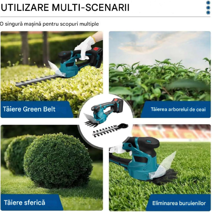 Foarfeca Electrica Pentru Tuns Iarba si Gard Viu SUPER TRENDS®, Fara Fir, 2 Acumulatori 48 V, Albastru [6]