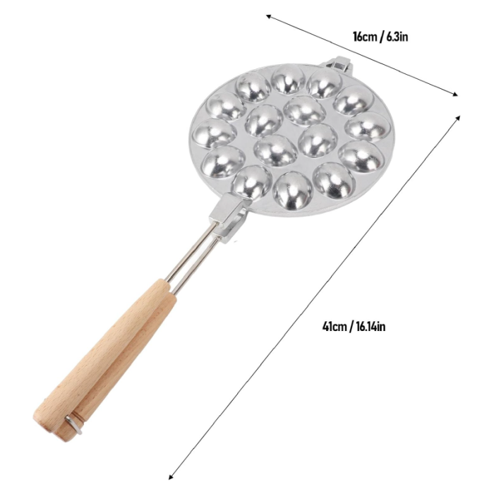 Forma de Copt cu 16 Orificii Pentru Prajituri in Forma de Nuca SUPER TRENDS®, Manere Din Lemn, Diametru 16 cm, Aluminiu, Gri [6]