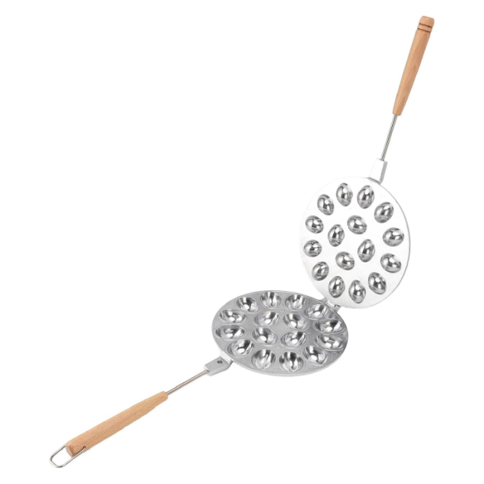 Forma de Copt cu 16 Orificii Pentru Prajituri in Forma de Nuca SUPER TRENDS®, Manere Din Lemn, Diametru 16 cm, Aluminiu, Gri [2]