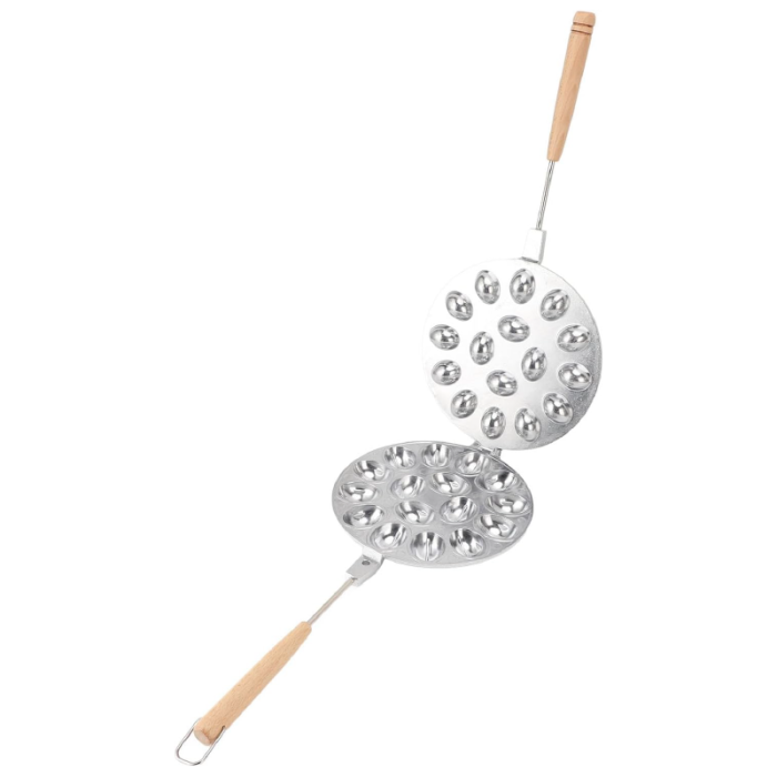 Forma de Copt cu 16 Orificii Pentru Prajituri in Forma de Nuca SUPER TRENDS®, Manere Din Lemn, Diametru 16 cm, Aluminiu, Gri [3]