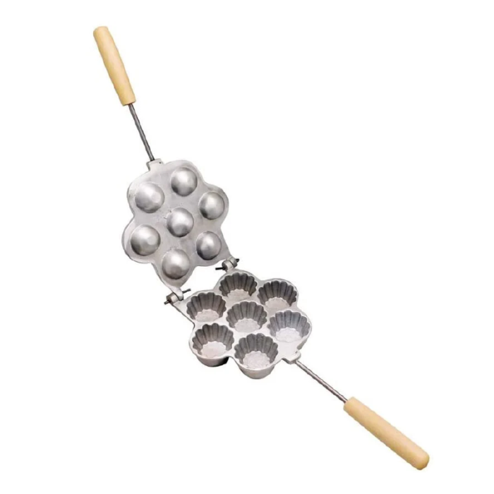 Forma de Copt Prajituri Mini-Tarte SUPER TRENDS®, 7 Cuiburi, Utilizare pe Aragaz sau Plita, Aluminu, Argintiu [1]