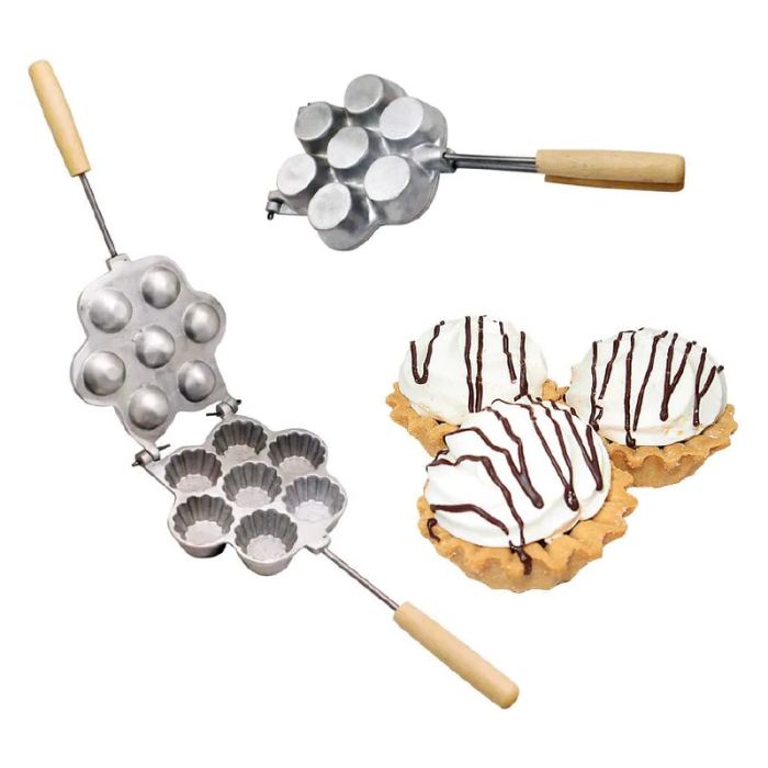 Forma de Copt Prajituri Mini-Tarte SUPER TRENDS®, 7 Cuiburi, Utilizare pe Aragaz sau Plita, Aluminu, Argintiu [3]