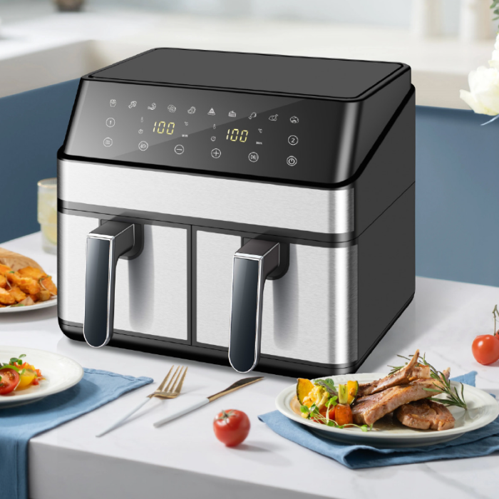 Friteuza Dubla Airfryer Fara Ulei Premium SUPER TRENDS®, Capacitate 9L, Putere 2000 W, Tehnologie Smart Chef cu 8 Programe Prestabilite [2]