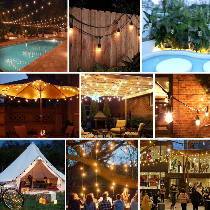 Ghirlanda Stradala Luminoasa Retro SUPER TRENDS®, Lungime 10 M, 20 Becuri LED Incluse, Fasung E27, Interconectare, IP44, Rezistenta la Intemperii, Pentru Terasă, Balcon sau Cort, Lumina Calda [14]