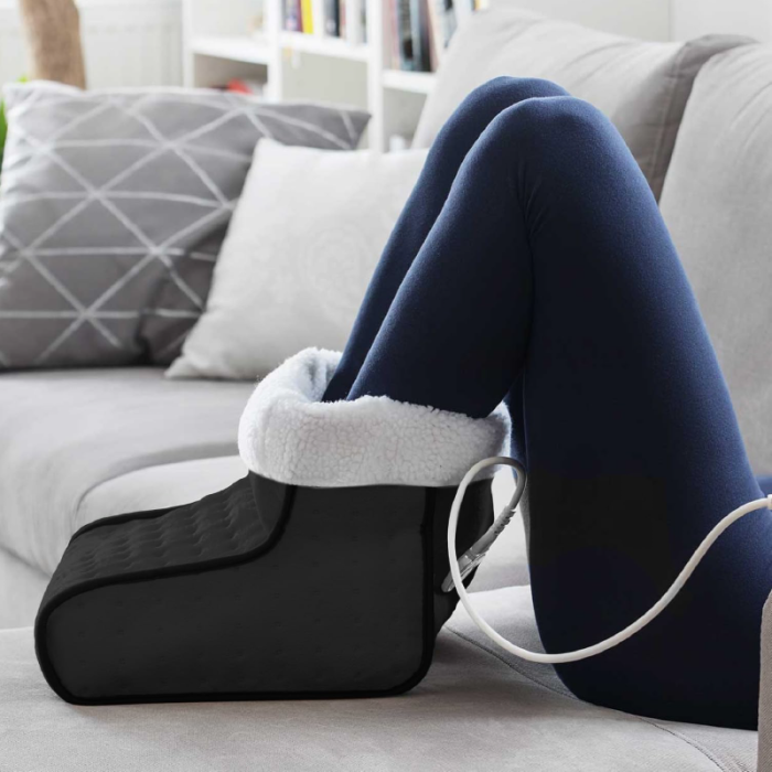 Incalzitor Electric Pentru Picioare SUPER TRENDS®, 100 W, 3 Temperaturi Reglabile, Temporizator 90 de Minute si Telecomanda, Husa lavabila din Fleece si Lana, Confort Rapid Pentru Picioare Reci [4]