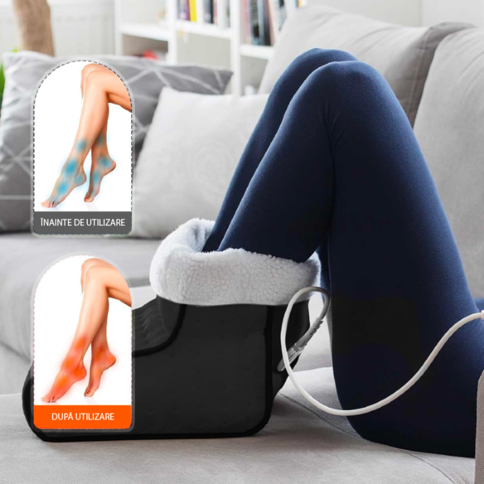 Incalzitor Electric Pentru Picioare SUPER TRENDS®, 100 W, 3 Temperaturi Reglabile, Temporizator 90 de Minute si Telecomanda, Husa lavabila din Fleece si Lana, Confort Rapid Pentru Picioare Reci [6]