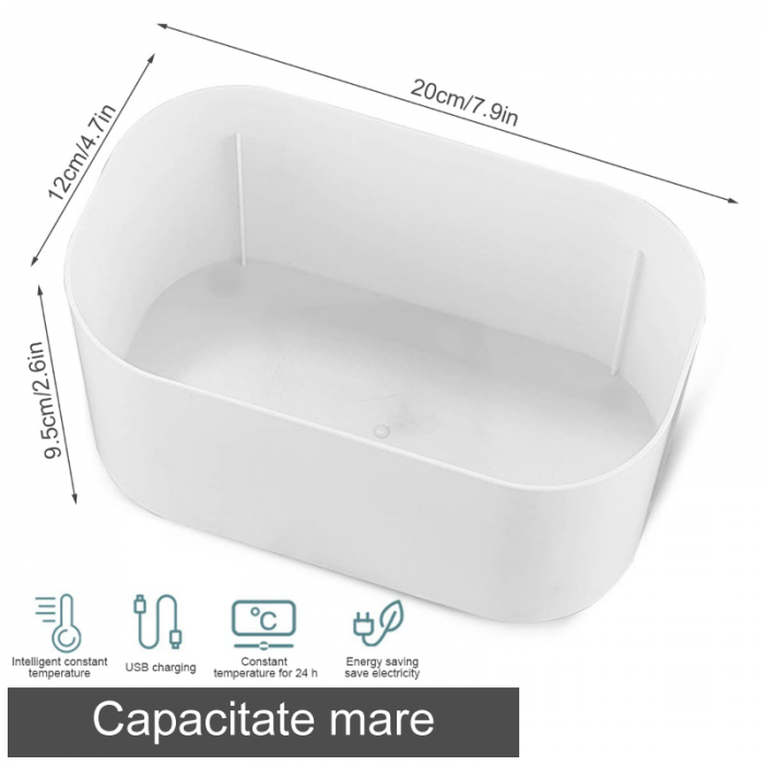 Incalzitor Portabil Pentru Servetele Umede Premium SUPER TRENDS®, Cablu USB, Ideal Pentru Calatorii, Capacitate Mare, Alb, 200×120×95 mm [2]