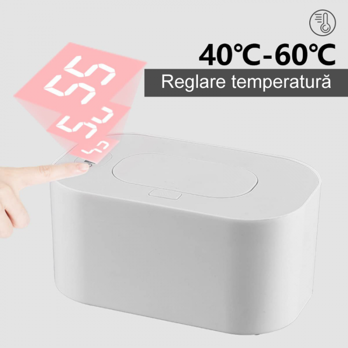 Incalzitor Portabil Pentru Servetele Umede Premium SUPER TRENDS®, Cablu USB, Ideal Pentru Calatorii, Capacitate Mare, Alb, 200×120×95 mm [3]