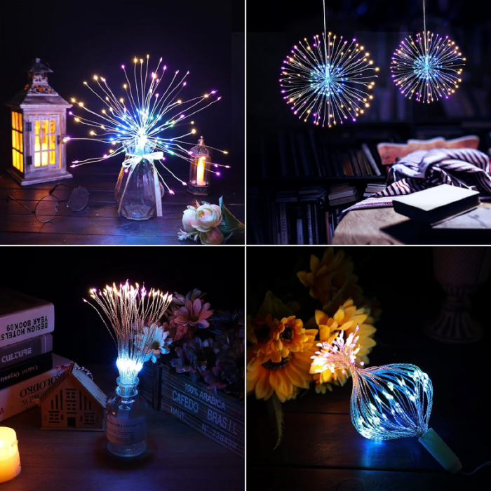 Instalatie de Craciun Model 5 Focuri de Artificii Decor SUPER TRENDS, 8 Moduri de Iluminare, Interconectabila, 200 LED-uri, Lungime 4m, Multicolor [3]