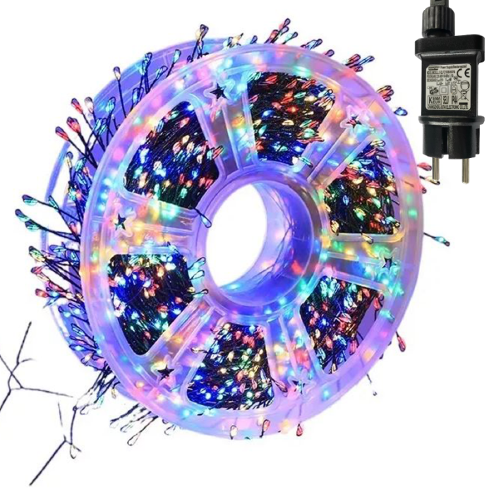 Instalatie de Craciun SUPER TRENDS®, Tip Liniara, Pentru Decor Interior si Exterior, 240 LED-uri, Model Diamant, in Rola de 50 m, Curcubeu [1]