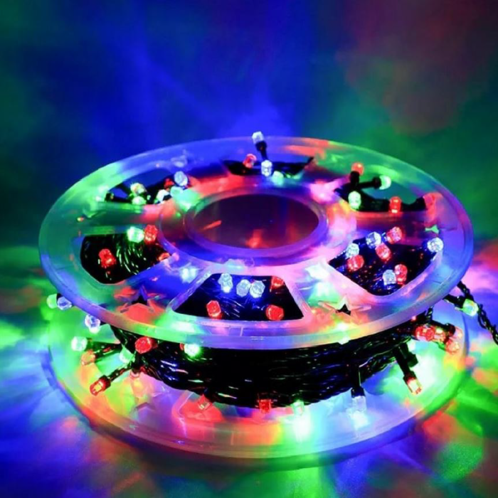 Instalatie de Craciun SUPER TRENDS®, Tip Liniara, Pentru Decor Interior si Exterior, 240 LED-uri, Model Diamant, in Rola de 50 m, Curcubeu [2]