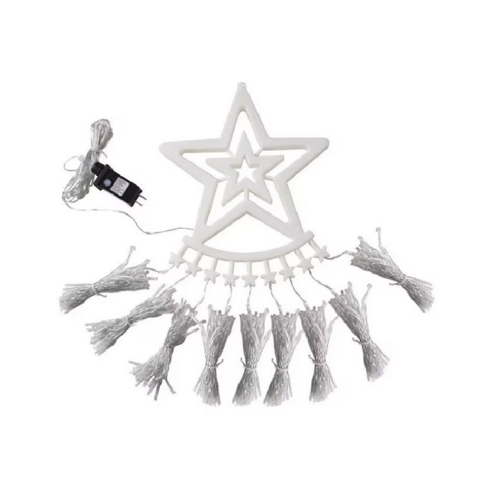 Instalatie Lumini Craciun Tip Perdea SUPER TRENDS®, cu 350 LED-uri, Multicolora, 8 Moduri de Iluminare, cu Telecomanda, cu Stea si 9 Fire, pentru Brad, IP67, Lungime 3,5 m [2]