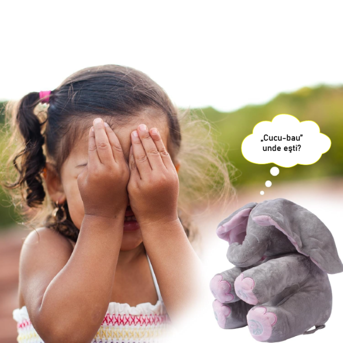 Jucarie Interactiva Muzicala Elefant de Plus pentru Copii 2+ SUPER TRENDS®, Canta Cucu-Bau, cu Urechi Miscatoare, Animal de Plus Moale, 30 cm [5]