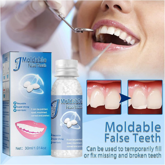 Kit de Reparare Temporara a Dintilor Profesional SUPER TRENDS®, Granule Pentru Reparatii Dentare, Bilute Reutilizabile, Non Toxic, 30 ml [6]