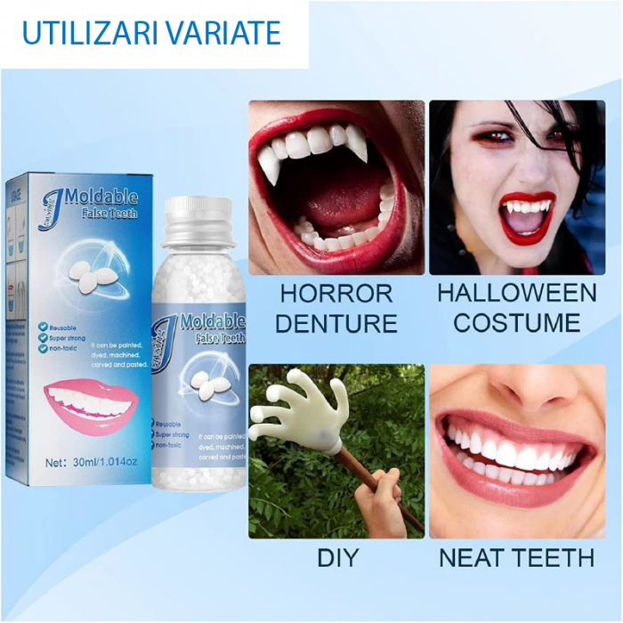 Kit de Reparare Temporara a Dintilor Profesional SUPER TRENDS®, Granule Pentru Reparatii Dentare, Bilute Reutilizabile, Non Toxic, 30 ml [5]