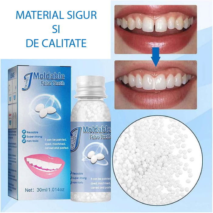 Kit de Reparare Temporara a Dintilor Profesional SUPER TRENDS®, Granule Pentru Reparatii Dentare, Bilute Reutilizabile, Non Toxic, 30 ml [8]
