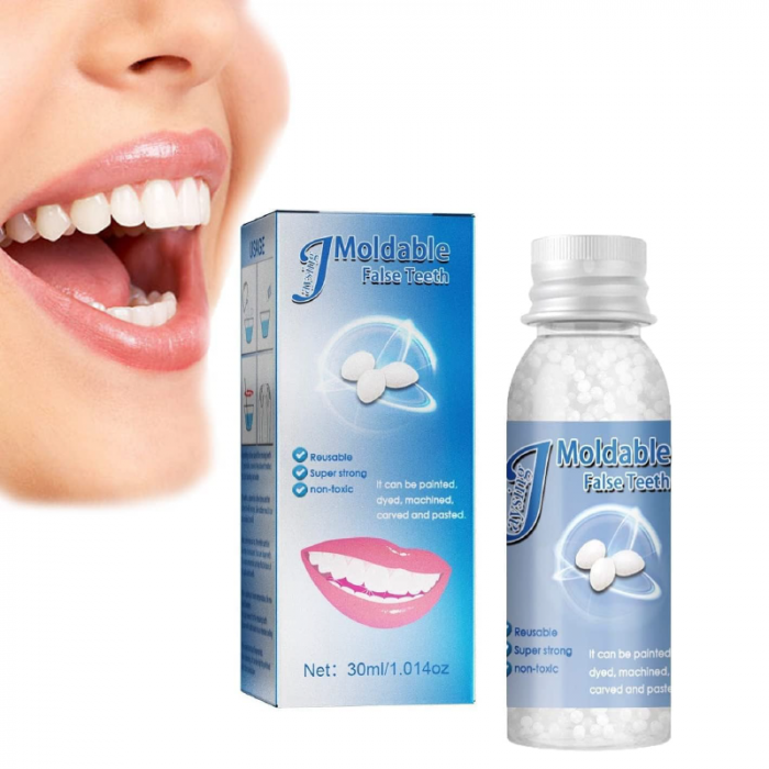 Kit de Reparare Temporara a Dintilor Profesional SUPER TRENDS®, Granule Pentru Reparatii Dentare, Bilute Reutilizabile, Non Toxic, 30 ml [2]