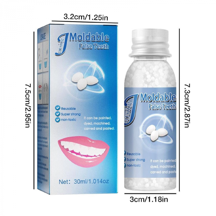 Kit de Reparare Temporara a Dintilor Profesional SUPER TRENDS®, Granule Pentru Reparatii Dentare, Bilute Reutilizabile, Non Toxic, 30 ml [3]