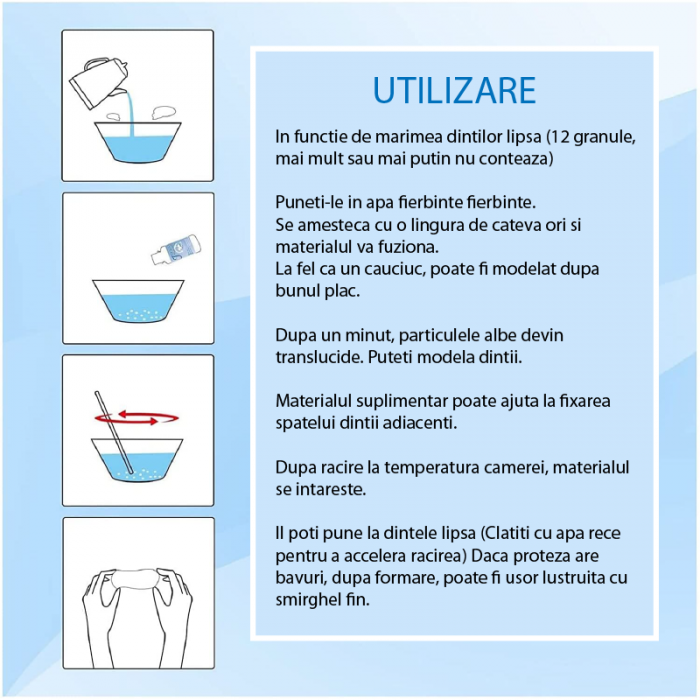 Kit de Reparare Temporara a Dintilor Profesional SUPER TRENDS®, Granule Pentru Reparatii Dentare, Bilute Reutilizabile, Non Toxic, 30 ml [4]