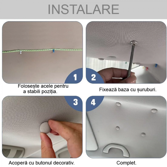 Kit Pentru Reparare Tapiterie Plafon Auto Profesional SUPER TRENDS®, 60 Buc Capse Gri, 30 Buc Ace de Pozitionare, Surubelnita, Ruleta, Potrivit Pentru Toate Masinile [4]