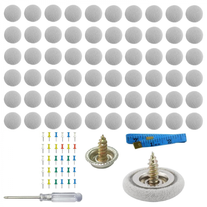 Kit Pentru Reparare Tapiterie Plafon Auto Profesional SUPER TRENDS®, 60 Buc Capse Gri, 30 Buc Ace de Pozitionare, Surubelnita, Ruleta, Potrivit Pentru Toate Masinile [1]