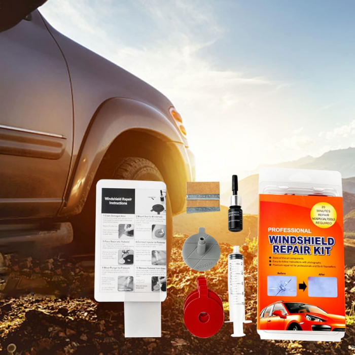 Kit Reparatie Parbriz Profesional SUPER TRENDS®, Geam auto, Fisura, Lovitura Piatra, Accesorii si Adeziv, Calitate [4]