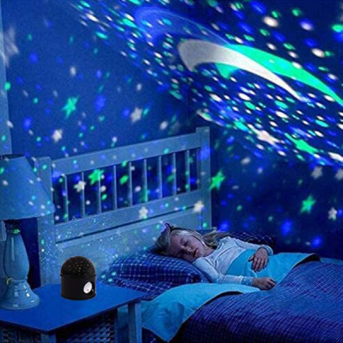 Lampa de Veghe, Proiector de Lumina de Noapte cu Luna si Stele Premium SUPER TRENDS®, Bluetooth, Rotatie 360°, Telecomanda si Difuzor, Alb [5]