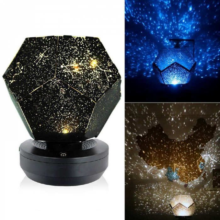 Lampa Proiector LED cu Cer Instelat Premium SUPER TRENDS®, Rotativa, Control prin Bluetooth si Telecomanda, Neagra [2]
