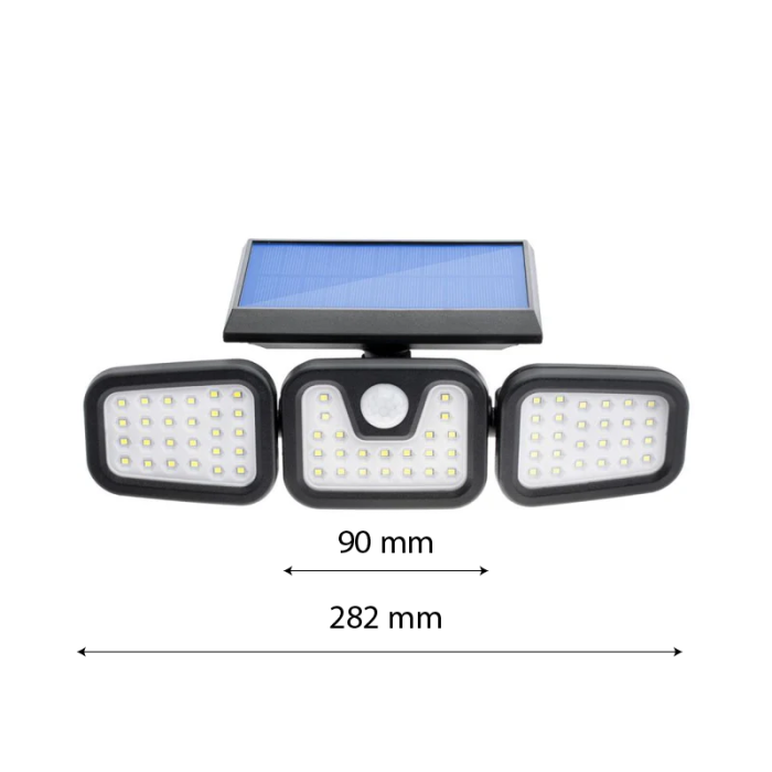 Lampa Solara de Perete SUPER TRENDS®, cu Senzor de Miscare, 74 Leduri SMD, 15W, IP65, Lumina Rece, Incarcare Solara, Neagra [4]