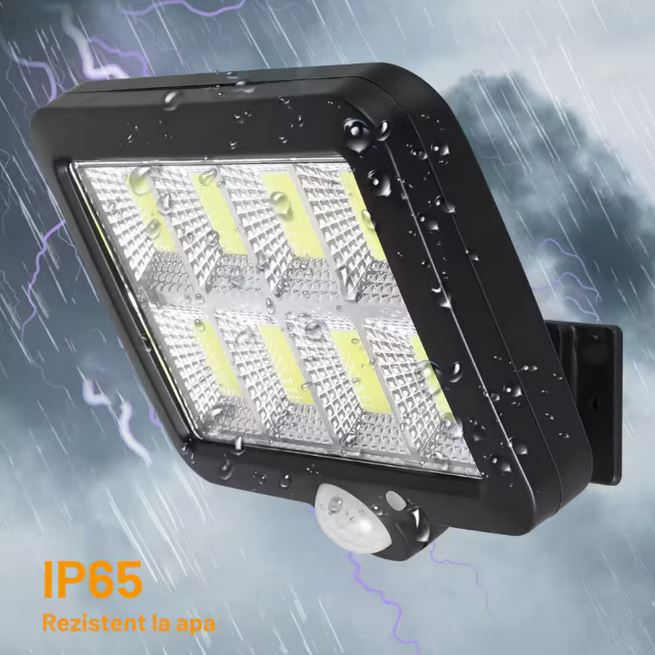 Lampa Solara LED Premium SUPER TRENDS® Cu Telecomanda, Ajustabila, Senzor De Miscare Si Lumina, Baterie Inclusa 1200 mAh, 260 LM, 120 COB LED, Lungime Cablu 5 Metri, Rezistenta La Apa, Negru [4]