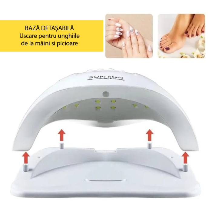 Lampa UV cu LED-uri Pentru Unghii SUPER TRENDS®, Usuca Oja Semipermanenta, 4 Setari de Timp, Senzor Automat si Ecran LCD, Potrivit Pentru Unghii de la Maini si Picioare, Portabil, 120W, Alb [4]
