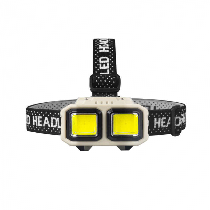 Lanterna Frontala Reincarcabila cu LED Profesionala SUPER TRENDS®, Rezistenta la Apa, Lumina Ajustabila, Pentru Camping, Drumetii, Pescuit, Acumulator, Reincarcare Prin Cablu USB, Negru-Crem [3]