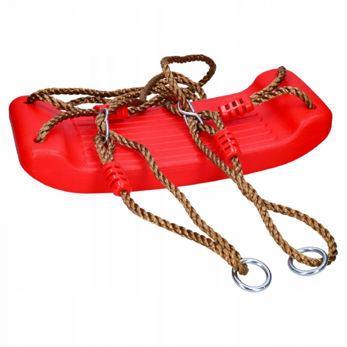 Leagan Pentru Copii Premium SUPER TRENDS®, Din ABS Rezistent, cu Franghie Ajustabila 175 cm, Pentru Interior si Exterior, Sustine Pana la 70 kg, +3 ani, Rosu [11]
