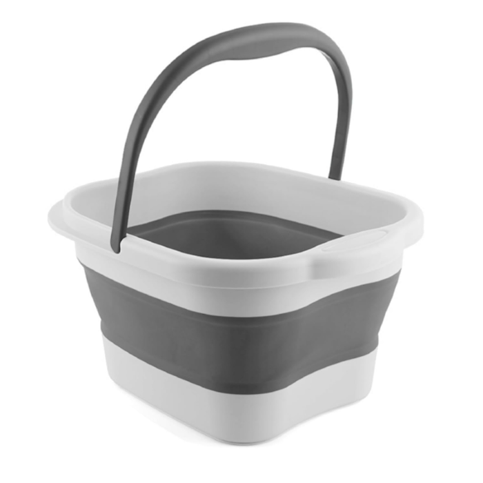 Lighean Pliabil Pentru Baie de Picioare SUPER TRENDS®, 13 L, Pedichiura, Masaj si Ingrijire, cu Maner, Usor de Curatat, cu Puncte de Presiune, Reflexoterapie, 43 x 33.5 x 22cm, Gri [1]