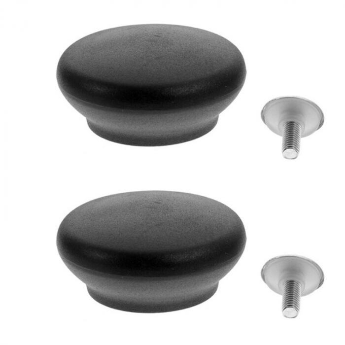 Set 2 Manere Universale Pentru Capac de Oala Premium SUPER TRENDS®, Buton de Inlocuire pentru Capace de Tigaie sau Cratita, Rezistent la caldura, Negru, 4, 1x1, 9 cm [1]