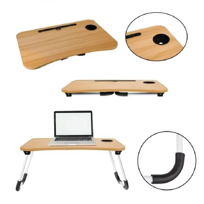 Masa Pliabila Multifunctionala Laptop SUPER TRENDS®, Din Lemn, cu Suport Pentru Pahar si Tableta, Ideala Pentru Pat, Birou, Mic Dejun, Studiu, 60 x 40 x 28 cm [7]