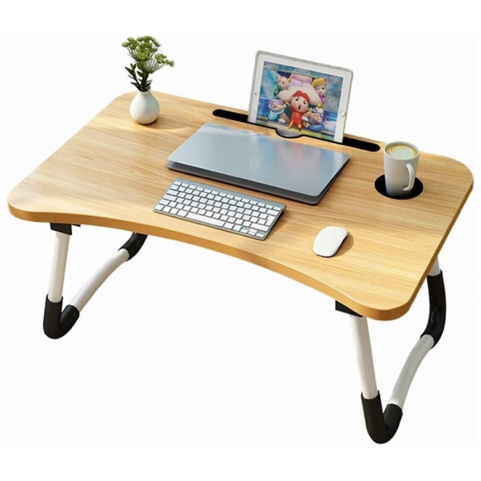Masa Pliabila Multifunctionala Laptop SUPER TRENDS®, Din Lemn, cu Suport Pentru Pahar si Tableta, Ideala Pentru Pat, Birou, Mic Dejun, Studiu, 60 x 40 x 28 cm [1]