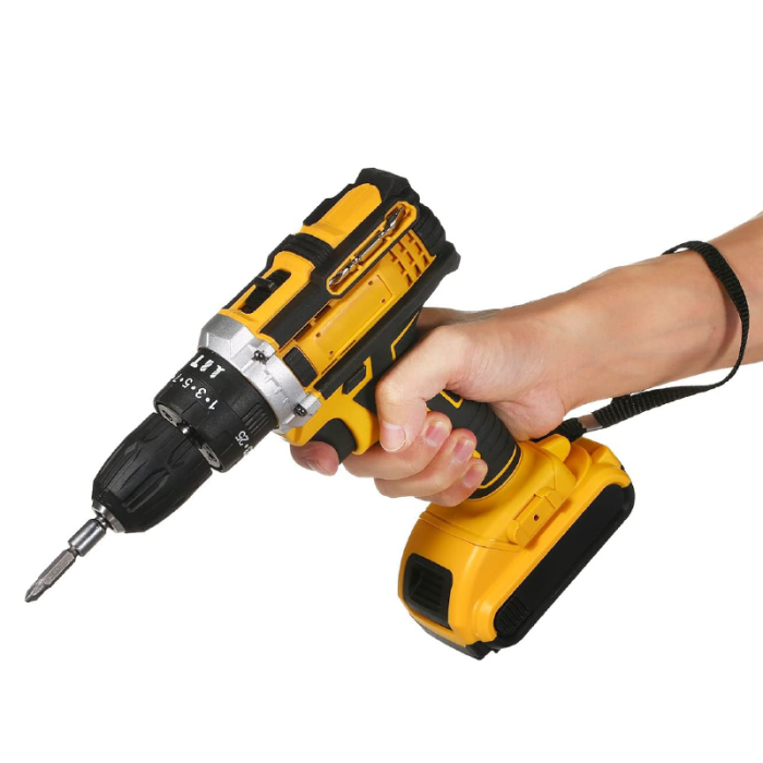 Masina de Gaurit si Insurubat cu Acumulator SUPER TRENDS, 2 Acumulatori Li-Ion, Incarcator, Valiza Transport, Galben-Negru [4]