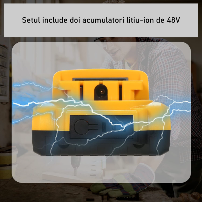 Masina de Gaurit si Insurubat cu Acumulator SUPER TRENDS, 2 Acumulatori Li-Ion, Incarcator, Valiza Transport, Galben-Negru [12]