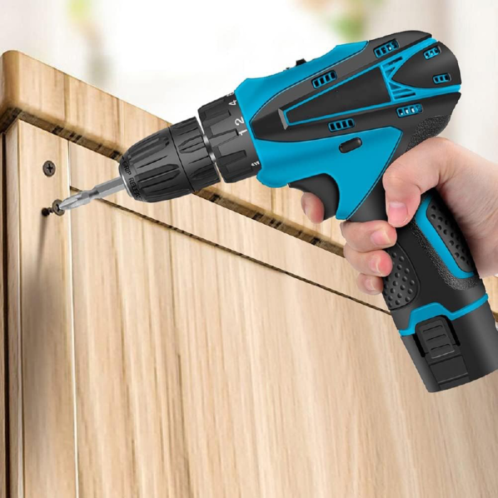 Masina de Gaurit si Insurubat SUPER TRENDS®, 2 Acumulatori Li-Ion 24 V, Set 34 Accesorii, Valiza Transport, Mandrina Automata, Albastru, Negru [5]