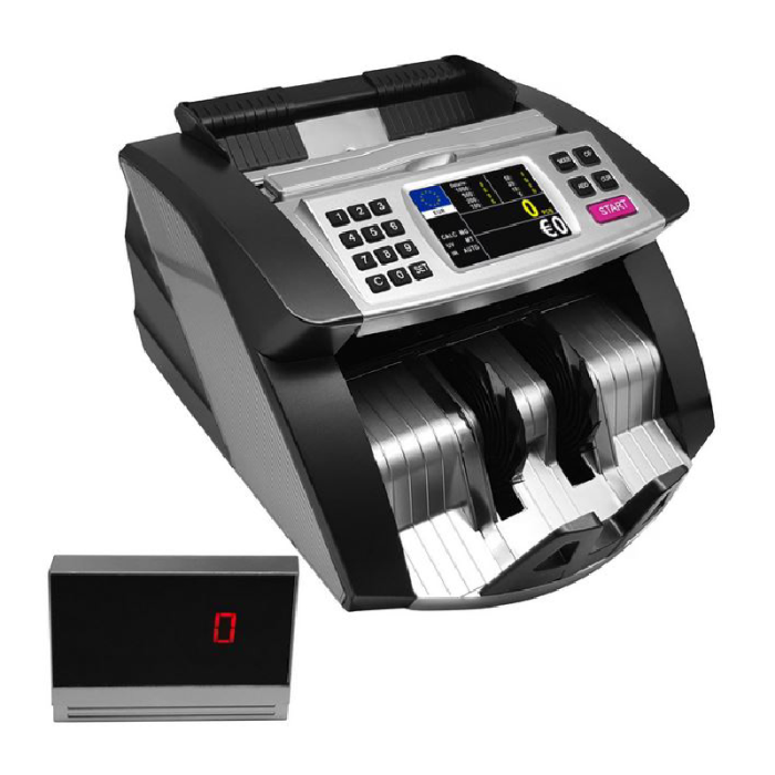 Masina de Numarat Bani cu Detectie IR/UV/MG, SUPER TRENDS®, Moduri Add & Batch, cu Display Propriu si Extern, Display LCD color, 1000 bancnote/min, Negru + Gri [7]