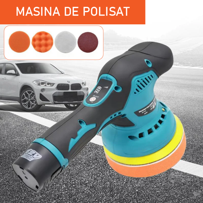 Masina de Polisat Auto cu Accesorii SUPER TRENDS®, 2 Acumulatori 12V, 8 Viteze, 5500 RPM, 4 Bureti, Albastru-Negru [3]