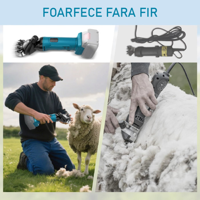 Masina de Tuns Oi Electrica SUPER TRENDS® Profesionala, 6 Viteze, 2 Acumulatori de 48V, Utila si Pentru Alte Animale, Geanta Transport, Albastru, Negru [10]