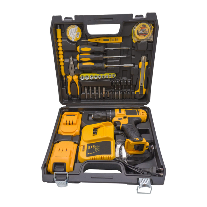 Masina Electrica de Gaurit si Insurubat Fara Fir SUPER TRENDS®, 30 Accesorii Incluse, Reglare Cuplu, 2 Acumulatori 48 V, Galben-Negru [3]