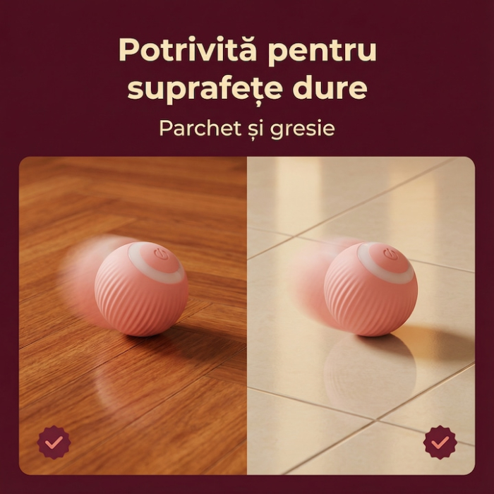 Minge interactiva pentru pisici, cu incarcare USB, 2 moduri, din silicon, dimensiune mica, roz [3]