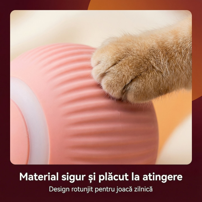 Minge interactiva pentru pisici, cu incarcare USB, 2 moduri, din silicon, dimensiune mica, roz [4]