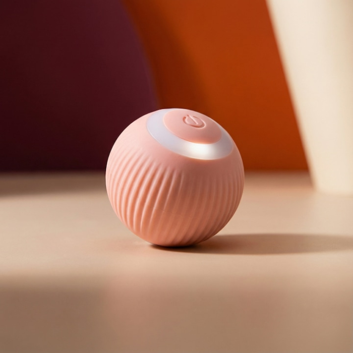 Minge interactiva pentru pisici, cu incarcare USB, 2 moduri, din silicon, dimensiune mica, roz [8]