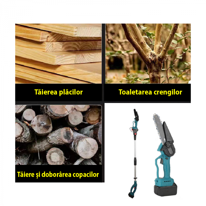 Mini Drujba 150 mm Profesionala SUPER TRENDS® cu Brat Telescopic (1.3-1.6 m), 48V, 2 Acumulatori, Unghi Reglabil de Taiere [9]